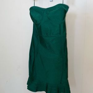 Emerald Green Frill Hem Bodycon Dress PLT